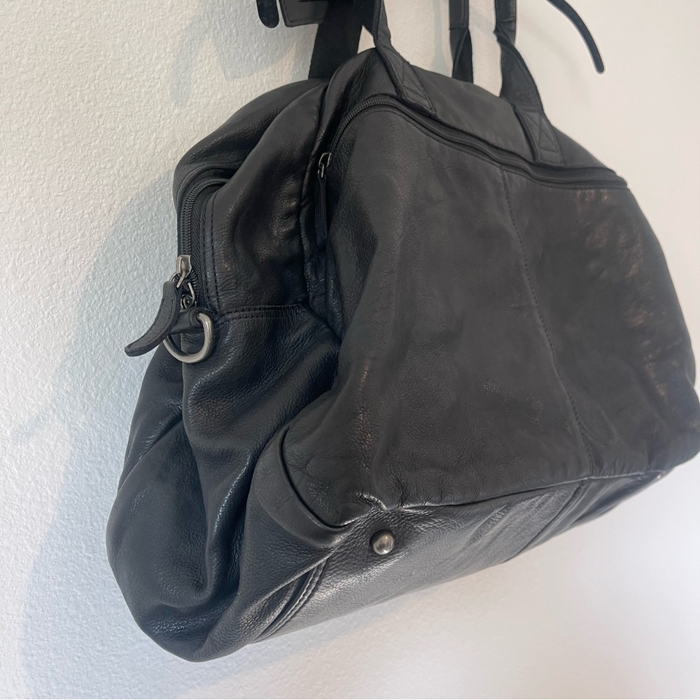 Rustic Town Black Leather Duffel Bag Casanova Travel - Picture 9 of 13